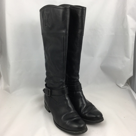 tall black boots with low heel